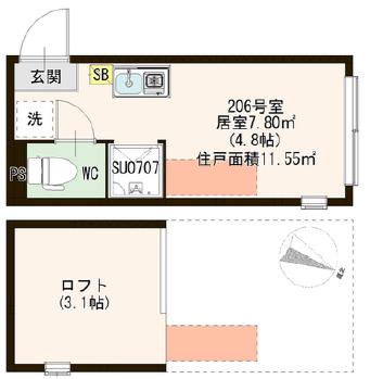 MAGNOLIA(ワンルーム/2階)の間取り写真