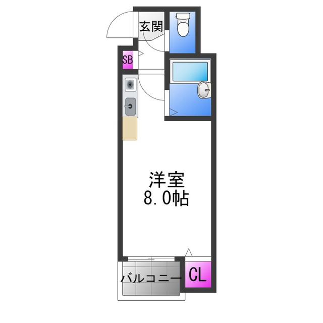 CTビュー小阪(ワンルーム/5階)の間取り写真