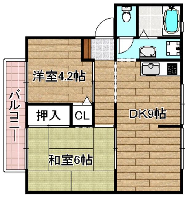 ウィンディアはむろ(2DK/2階)の間取り写真