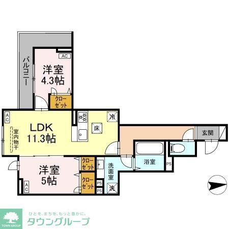 オルテンシア(2LDK/3階)の間取り写真