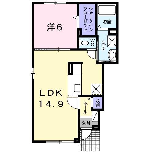 アイリスI(1LDK/1階)の間取り写真
