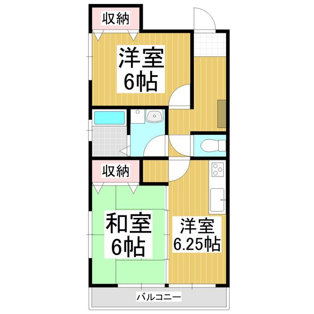 JR信越本線 今井駅 徒歩45分 2階建 築32年(2DK/2階)の間取り写真