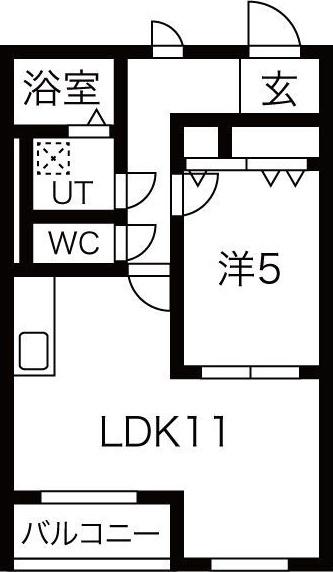 FORTUNA CAROTE(1LDK/1階)の間取り写真