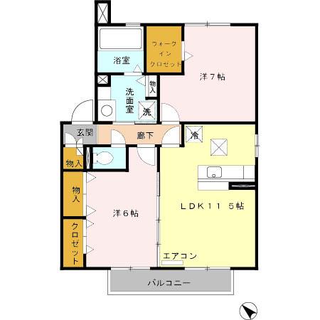 パークヒルズA(2LDK/1階)の間取り写真