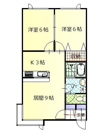 アヴォンリー(2LDK/2階)の間取り写真