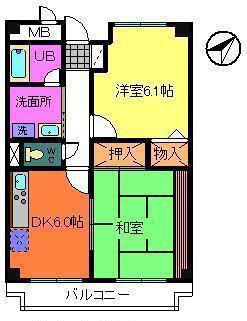 エトワール泉大津(2DK/4階)の間取り写真