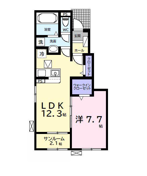 五井西アパート(1LDK/1階)の間取り写真