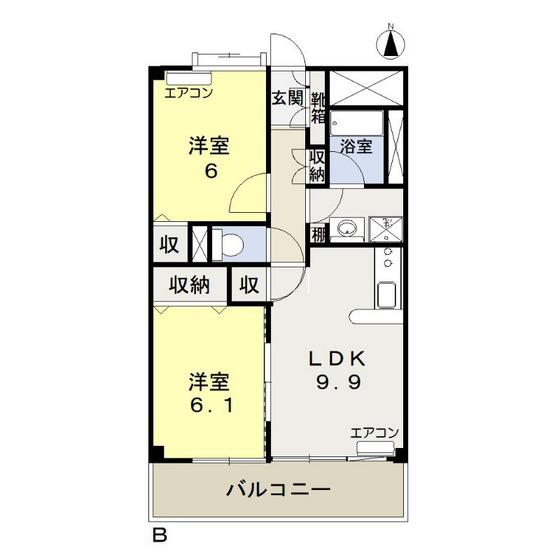 カーサフィオーレ西市駅前(2LDK/5階)の間取り写真