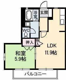 パークボナベンチャーハイツA(1LDK/1階)の間取り写真