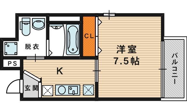 ラ・フォーレ東野田2(1K/3階)の間取り写真