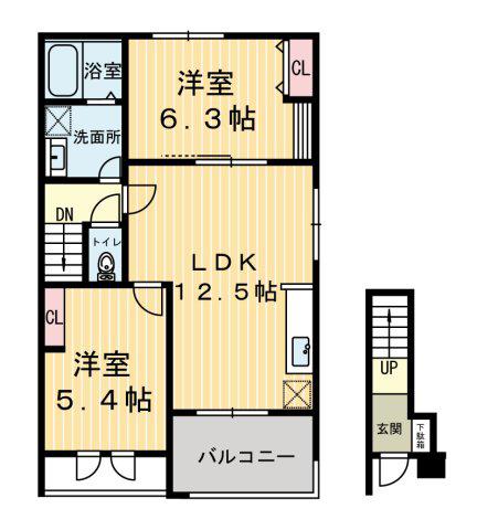ティアラ(2LDK/2階)の間取り写真