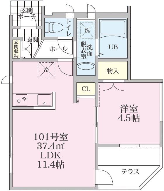 PROGRESS(1LDK/1階)の間取り写真