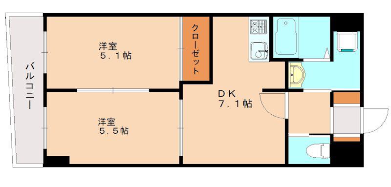 S-FORT小倉(2DK/11階)の間取り写真