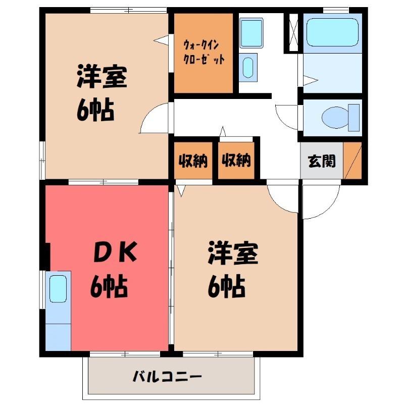 ニューポワールA(2DK/2階)の間取り写真