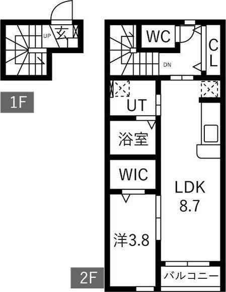 LEAD東仙台(1LDK/2階)の間取り写真