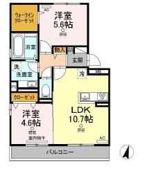 ヴェルデ溝口(2LDK/2階)の間取り写真