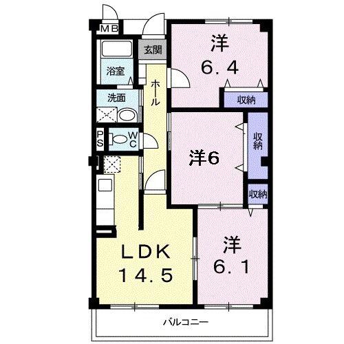 ブィオラヒルズ(3LDK/4階)の間取り写真