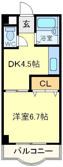 VILLA VERDY 3番館(1DK/2階)の間取り写真