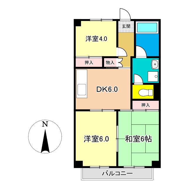 東洋マンション(3DK/4階)の間取り写真