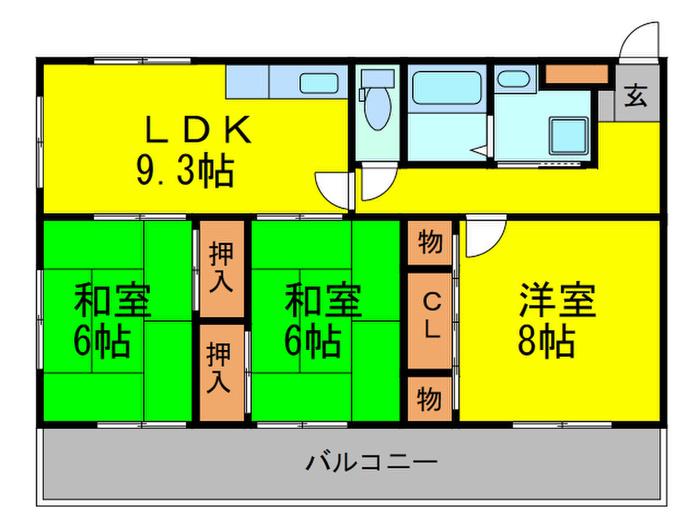 ルミエール篠原(3LDK/3階)の間取り写真