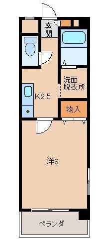 アーバンヴィラ岩出(1K/2階)の間取り写真