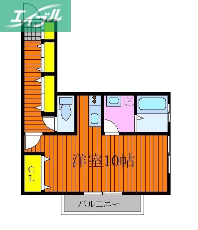 フロイデ泉田(ワンルーム/2階)の間取り写真