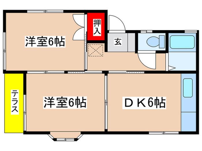 コートM1(2DK/1階)の間取り写真