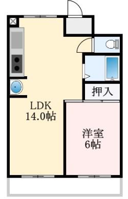 みささぎコーポ(1LDK/3階)の間取り写真
