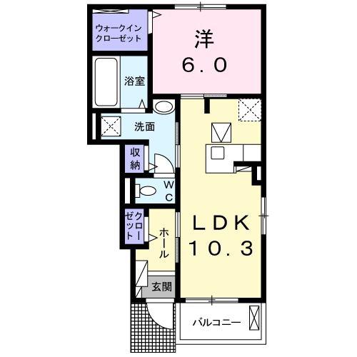 ヴァンヴェール(1LDK/1階)の間取り写真