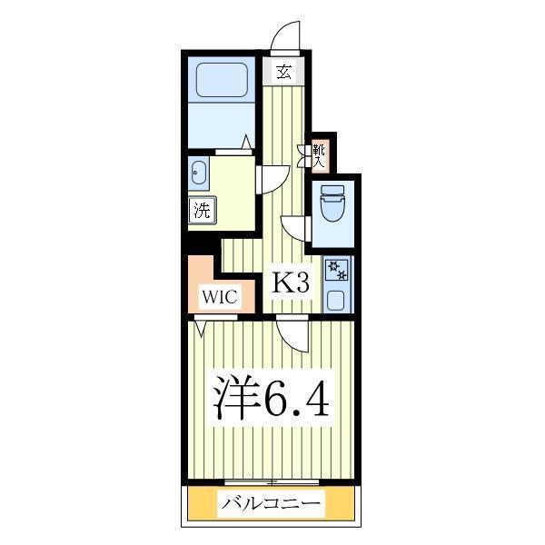 メルディア野田A(1K/1階)の間取り写真