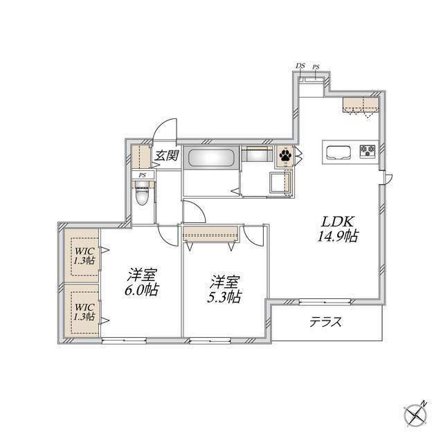 EMINENCE イースト(2LDK/1階)の間取り写真