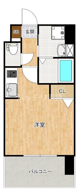 メイクス博多石城(ワンルーム/13階)の間取り写真