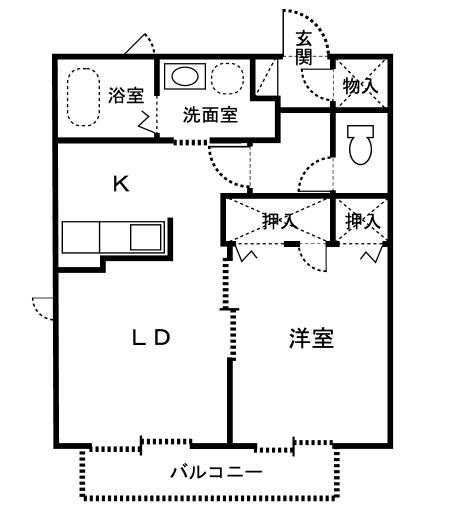 プランドールA(1LDK/2階)の間取り写真