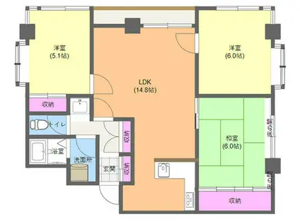 タウンビュー藤の木(3LDK/2階)の間取り写真