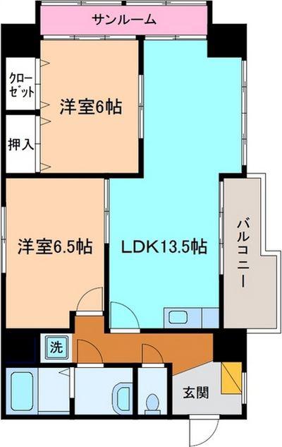 メゾン鳴和(2LDK/3階)の間取り写真
