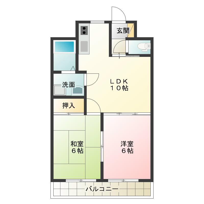 ハイランドパレス(2LDK/2階)の間取り写真