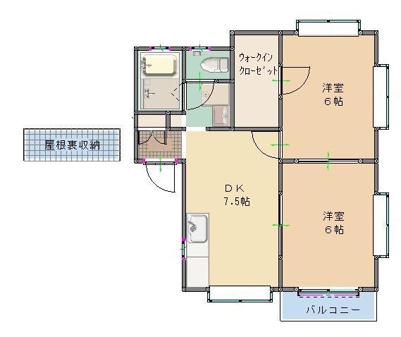 メイプルタウン新座II(2DK/2階)の間取り写真