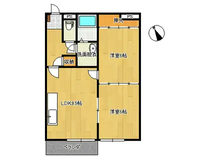 グランディールJ3(2LDK/3階)の間取り写真