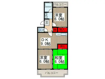 ファミールメゾン(3DK/2階)の間取り写真