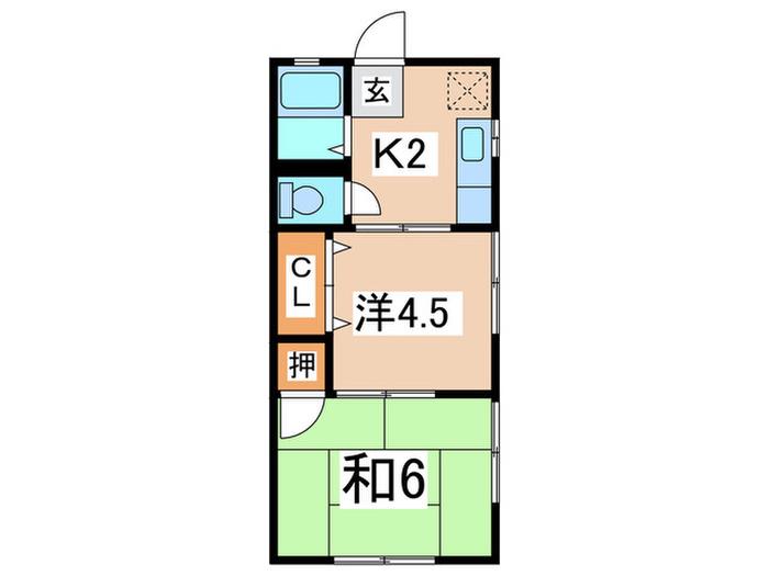 F&Uハイツ(2K/2階)の間取り写真