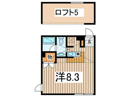 イーコモン(ワンルーム/2階)の間取り写真