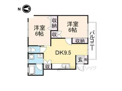 ハイツ久Ⅱ(2DK/2階)の間取り写真