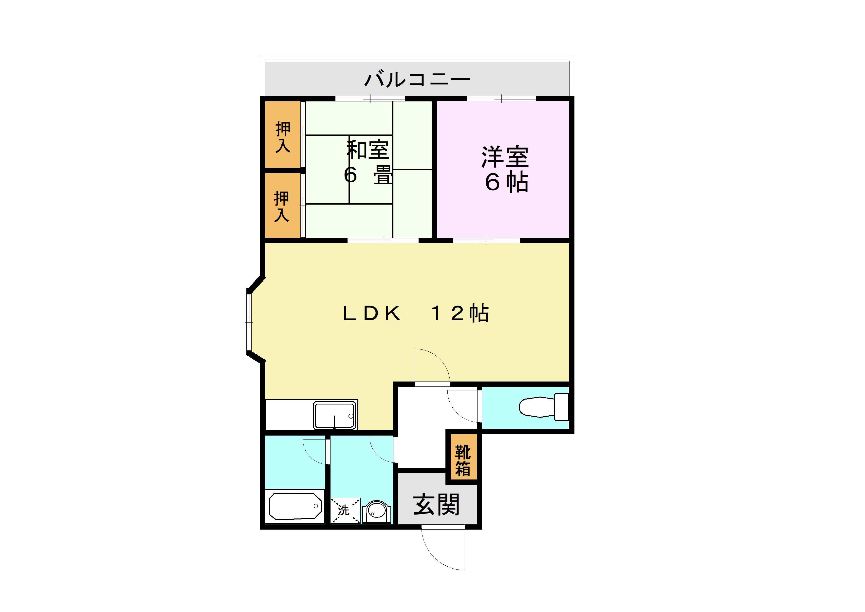 パークサイド尾ノ上 C棟(2LDK/2階)の間取り写真