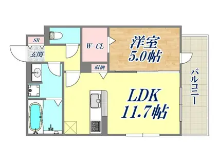 EUPHORIA籠池通(1LDK/2階)の間取り写真