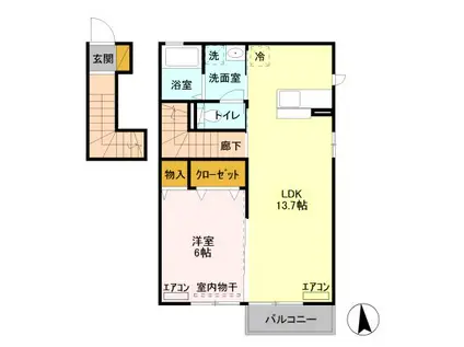 STELLA COURT(1LDK/2階)の間取り写真