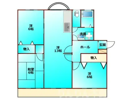 コーポHAMADAI(3LDK/3階)の間取り写真