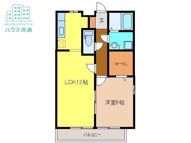 セイシェル・大山B(1LDK/2階)の間取り写真