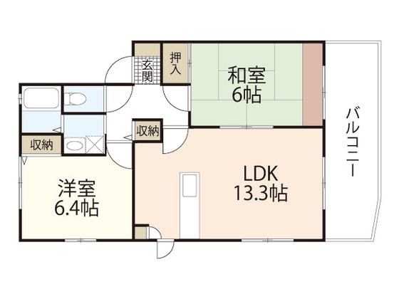 グリーンフィールドA棟(2LDK/1階)の間取り写真