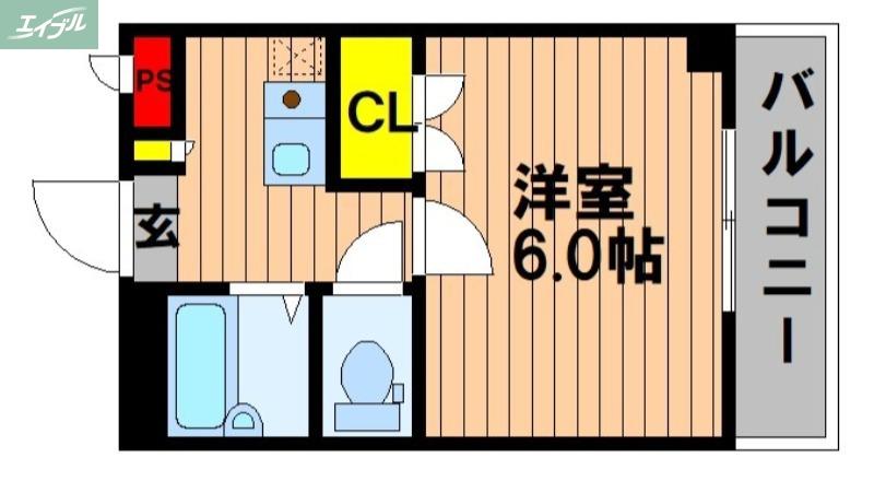 ハッピーハイツ今(1K/2階)の間取り写真