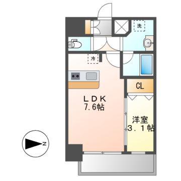 メイクスWアート浅間町(1LDK/12階)の間取り写真
